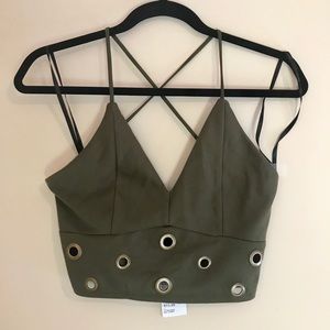 Olive Tank Crop Top | Color: Green